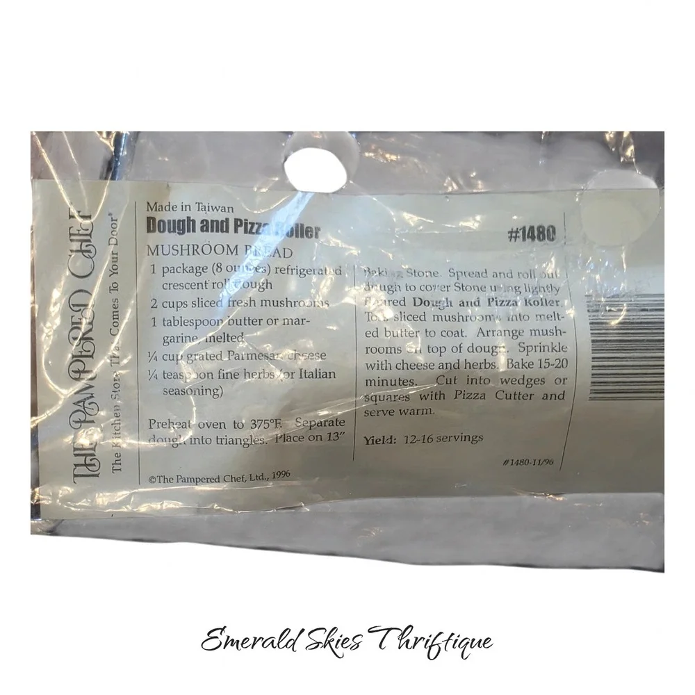 NWT Pampered Chef Pizza Dough Double Roller VINTAGE Sealed Bag #1480 free ship